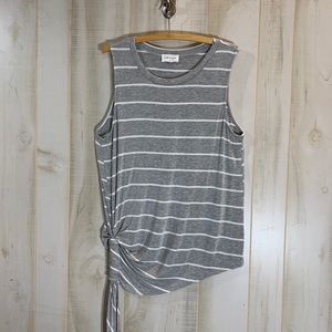 Emelia Nordstrom Gray White Stripe Tie Top XL
